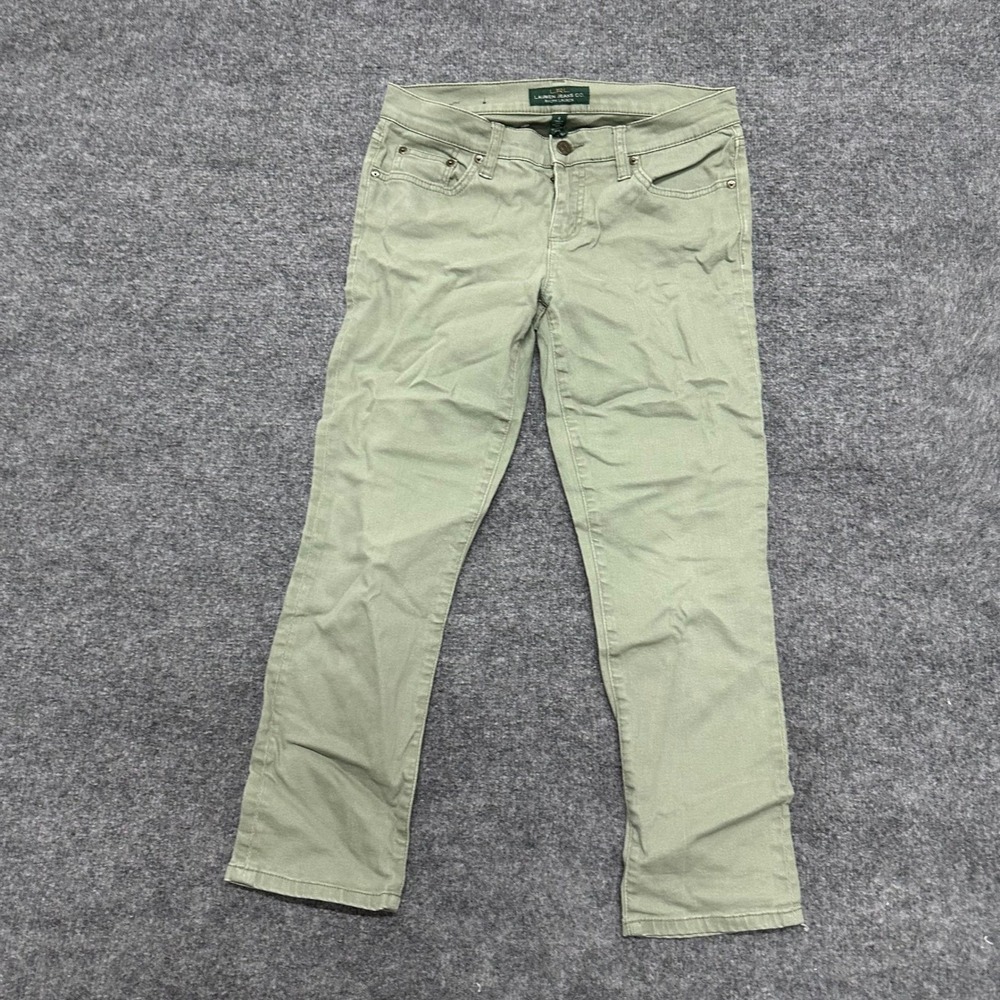 Lauren Jeans Co. Pants Womens Size 4 Green Slim Straight Cotton Stretch Casual